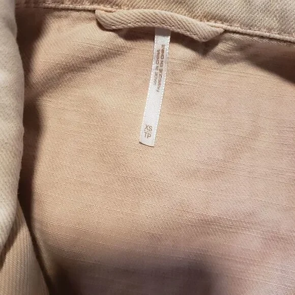 Free People pink belted motto jean denim jacket XS - Picture 3 of 11